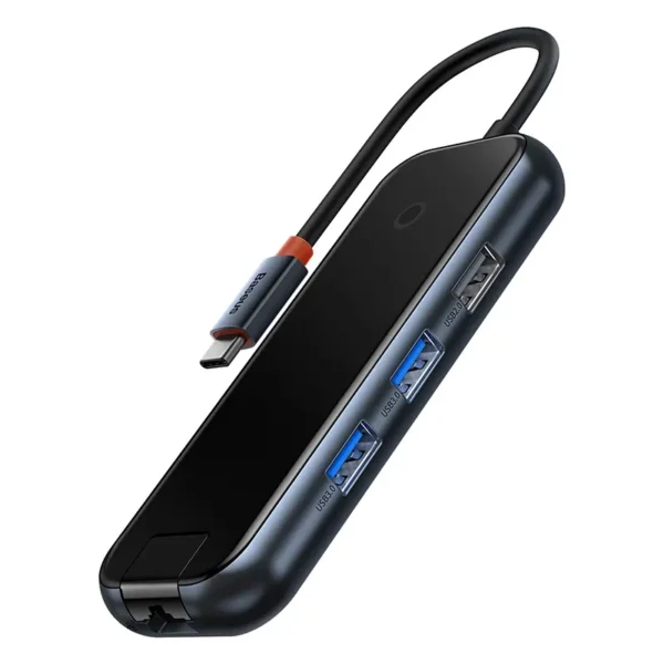 Hub 5in1 Baseus AcmeJoy serija USB-C į 2xUSB 3.0 + USB 2.0 + USB-C PD + RJ45 (tamsiai pilkas) - Image 3
