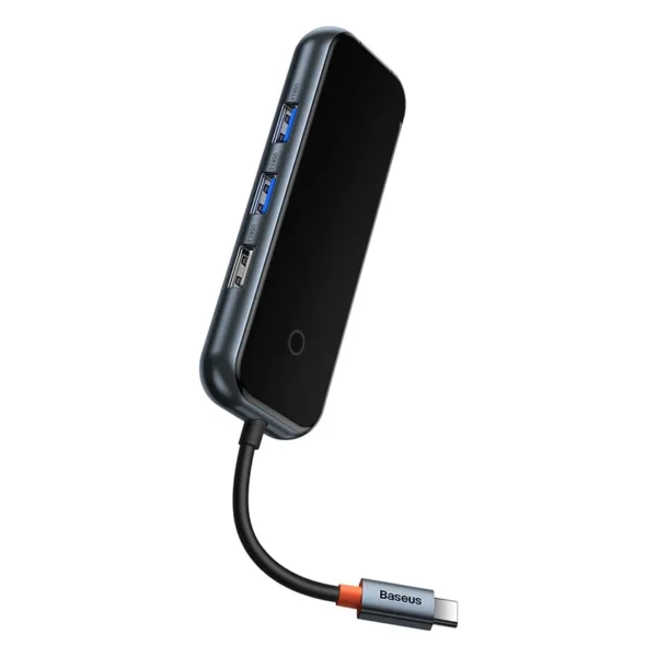 Hub 5in1 Baseus AcmeJoy serija USB-C į 2xUSB 3.0 + USB 2.0 + USB-C PD + RJ45 (tamsiai pilkas) - Image 4