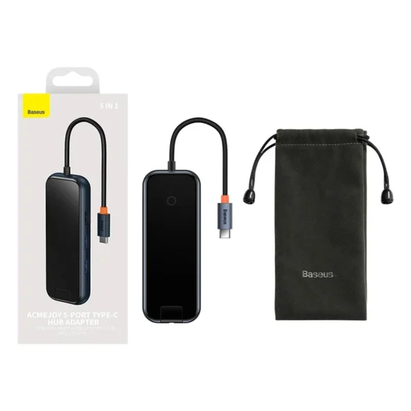 Hub 5in1 Baseus AcmeJoy serija USB-C į 2xUSB 3.0 + USB 2.0 + USB-C PD + RJ45 (tamsiai pilkas) - Image 9