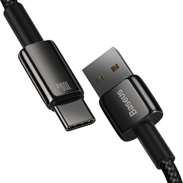 Baseus Tungsten Gold Cable USB į USB-C, 100W, 1m (juodas) - Image 4