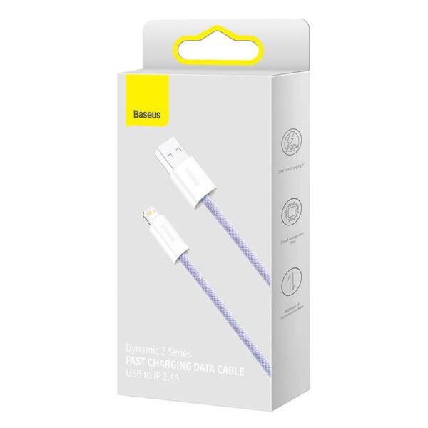USB laidas Lightning Baseus Dynamic 2 Series, 2,4 A, 1 m (violetinės spalvos) - Image 5