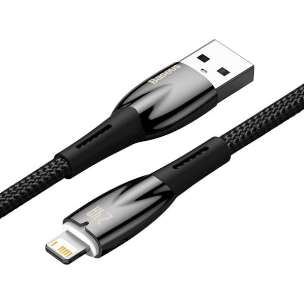 USB laidas Lightning serijos Baseus Glimmer, 2,4 A, 1 m (juodas) - Image 5