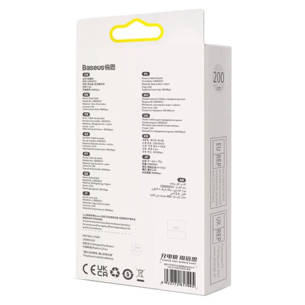 USB laidas Lightning Baseus Glimmer serijos Lightning, 2,4 A, 2 m (juodas) - Image 6