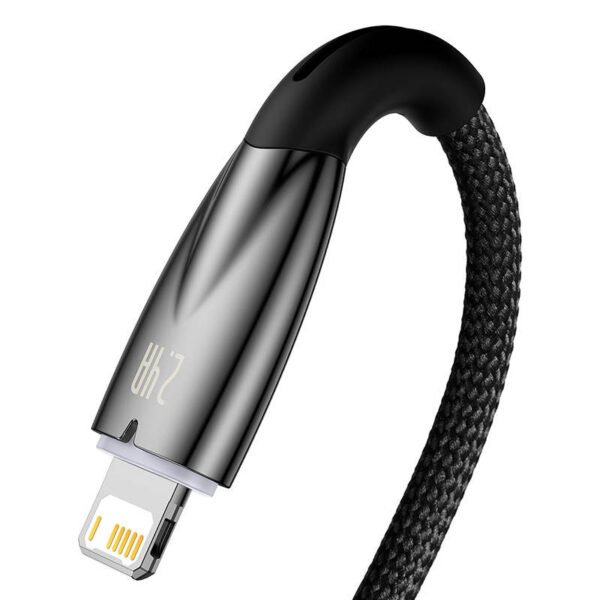 USB laidas Lightning Baseus Glimmer serijos Lightning, 2,4 A, 2 m (juodas) - Image 4