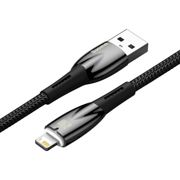 USB laidas Lightning Baseus Glimmer serijos Lightning, 2,4 A, 2 m (juodas) - Image 5