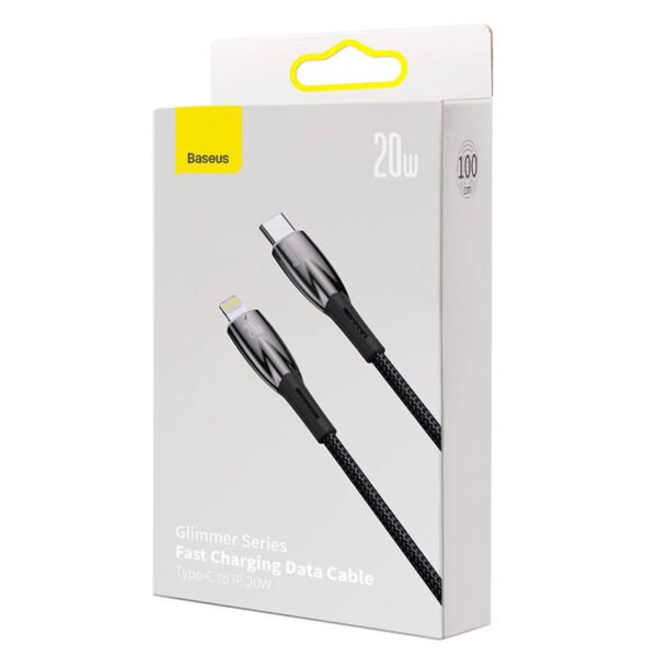 USB-C kabelis, skirtas Lightning Baseus Glimmer serijai, 20 W, 1 m (juodas) - Image 5