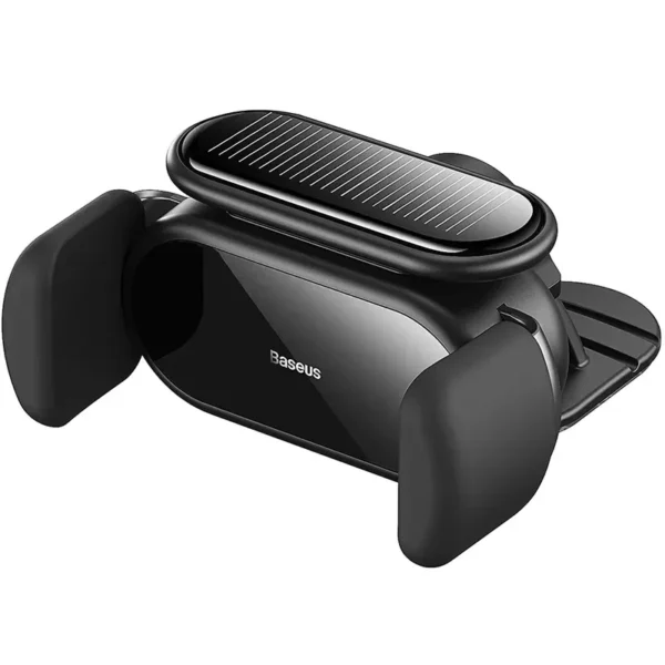 Saulės energija įkraunamas elektrinis automobilinis telefono laikiklis Baseus Steel Cannon Pro (juodas) - Image 3