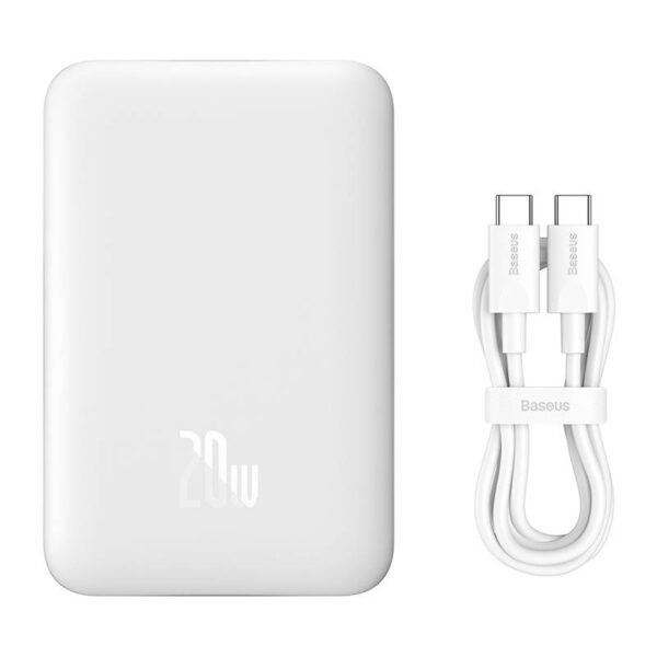 Išorinė baterija Baseus Magnetic 10000 mAh, USB-C 20 W, MagSafe (baltas) - Image 6