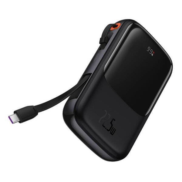 Išorinė baterija Baseus Qpow PRO su laidu, 10000 mAh, 22.5 W (juodas) - Image 5