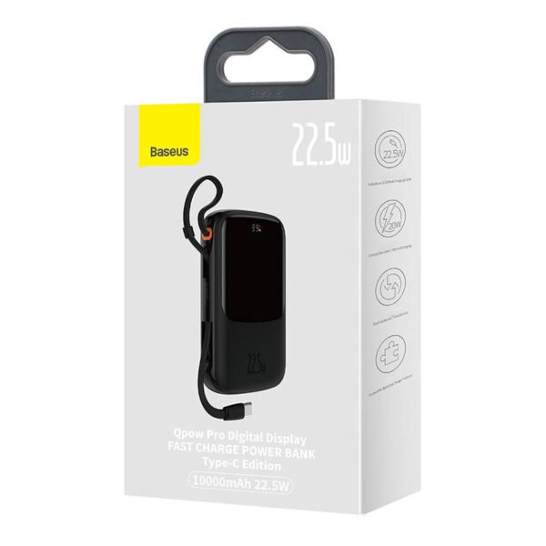 Išorinė baterija Baseus Qpow PRO su laidu, 10000 mAh, 22.5 W (juodas) - Image 6