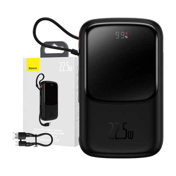 Išorinė baterija Baseus Qpow PRO su laidu, 10000 mAh, 22.5 W (juodas) - Image 8