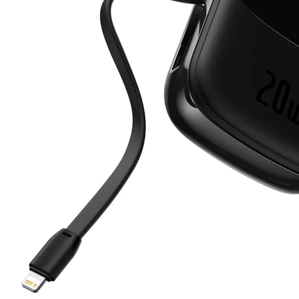 Išorinė baterija Baseus Qpow PRO su Lightning laidu, USB-C ir USB jungtimis, 20000 mAh, 20 W (juodas) - Image 5