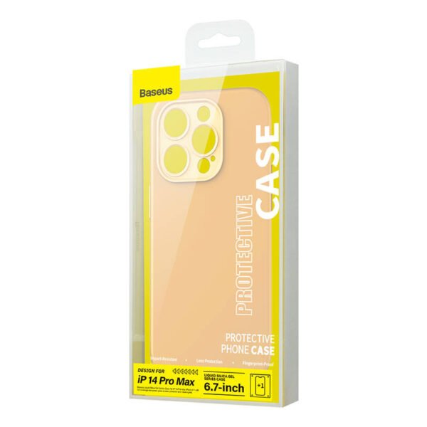 Baseus Liquid Silica Gel Case for iPhone 14 Pro Max (Sunglow)+ grūdintas stiklas + valymo rinkinys - Image 8