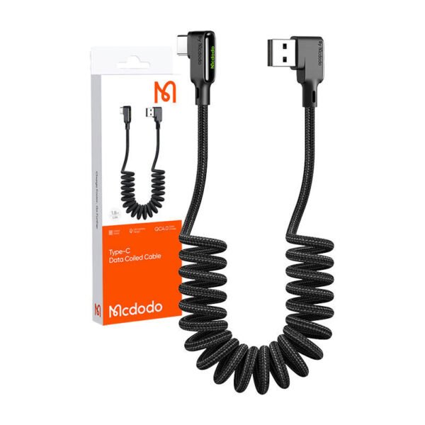 USB ir USB-C kabelis, Mcdodo CA-7310, kampinis, 1,8 m (juodas) - Image 5