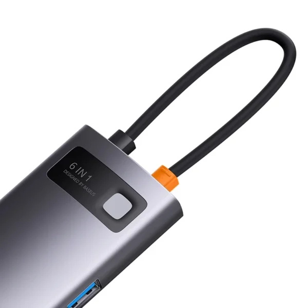 Hub 6in1 Baseus StarJoy Series, USB-C į 3x USB 3.0 + HDMI + USB-C PD + RJ45 - Image 6