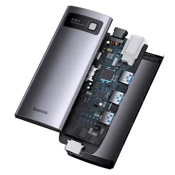Hub 6in1 Baseus StarJoy Series, USB-C į 3x USB 3.0 + HDMI + USB-C PD + RJ45 - Image 5