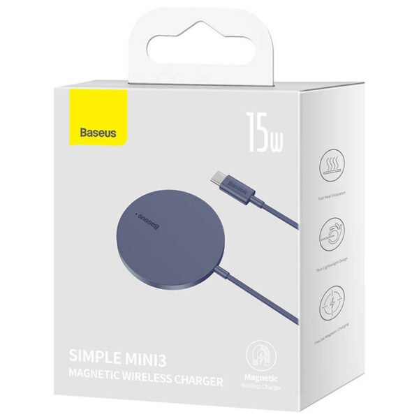 Magnetinis belaidis įkroviklis Baseus Simple Mini3 15W (dulkėtai violetinis) - Image 6