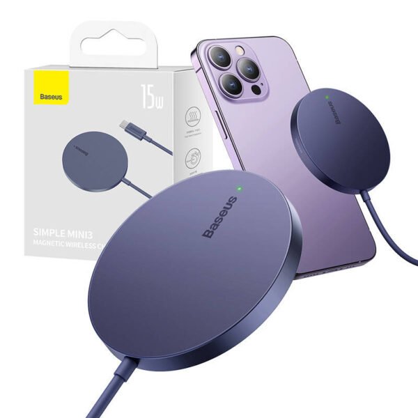 Magnetinis belaidis įkroviklis Baseus Simple Mini3 15W (dulkėtai violetinis) - Image 8