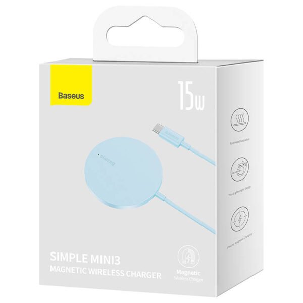 Magnetinis belaidis įkroviklis Baseus Simple Mini 3 15W (mėlynas) - Image 7