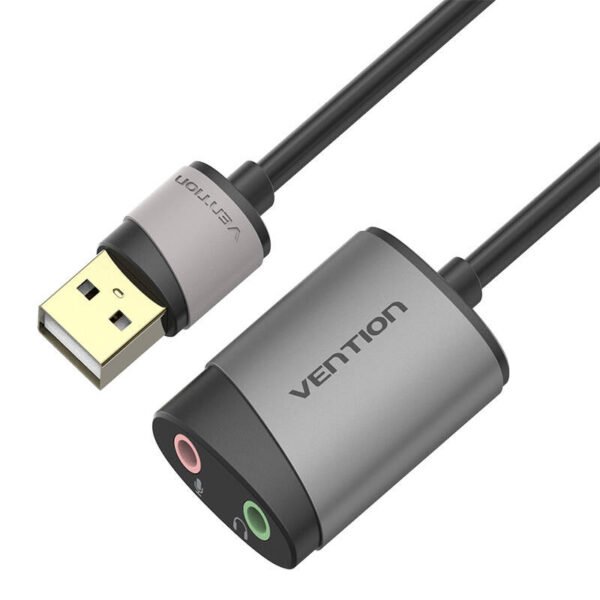 Išorinis USB garso kortelė Vention CDKHB, TRS 3.5mm, 0.15m (pilkas) - Image 5