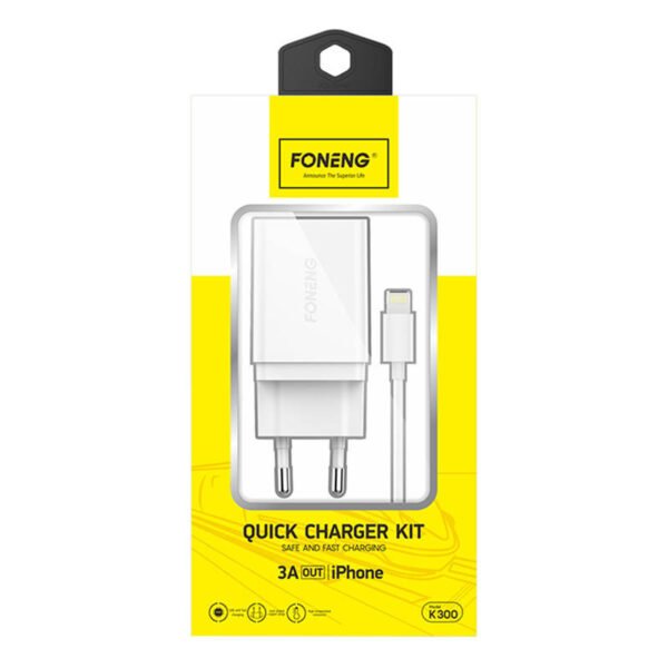Greitasis įkroviklis Foneng K300 18W 1x USB 3A + USB Lightning kabelis - Image 3