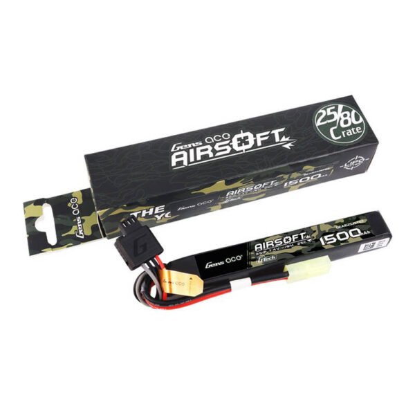 Baterija Gens ace G-Tech 25C 1500 mAh 2S1P 7,4 V airsoft ginklui su mini Tamiya jungtimi - Image 5