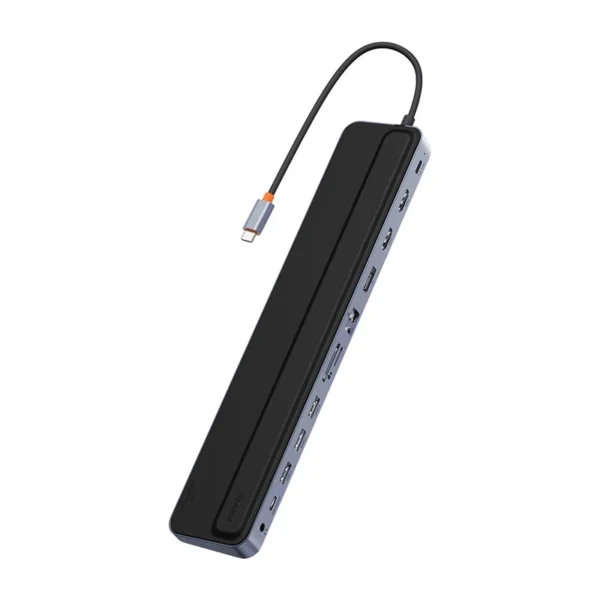 Hub 12w1 Baseus EliteJoy Gen2 serija USB-C į 2xHDMI+ 3xUSB 3.0+ PD+ DP+ SD/TF+ RJ45+Type-C+ 3.5mm (tamsiai pilkas) - Image 4