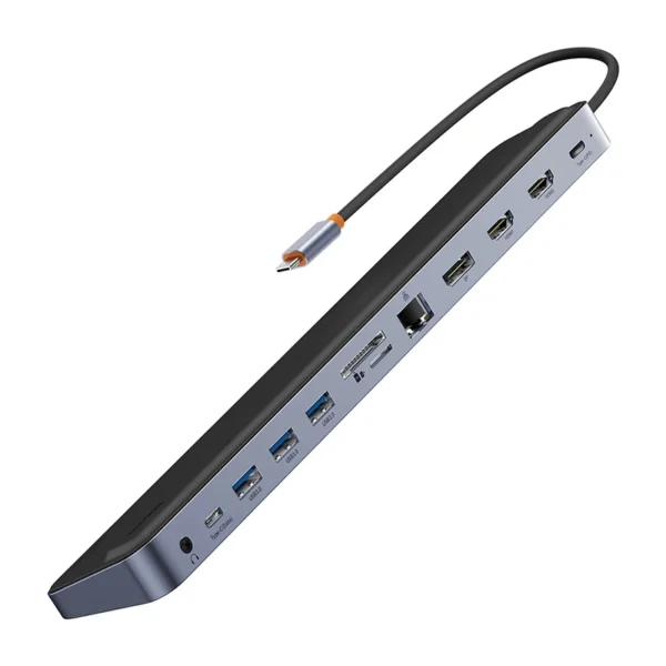 Hub 12w1 Baseus EliteJoy Gen2 serija USB-C į 2xHDMI+ 3xUSB 3.0+ PD+ DP+ SD/TF+ RJ45+Type-C+ 3.5mm (tamsiai pilkas) - Image 6