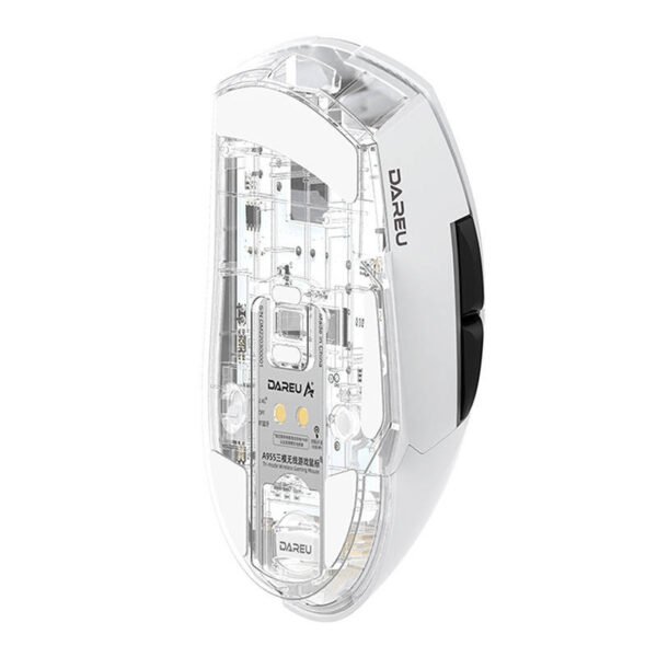 Belaidė žaidimų pelė + įkrovimo stotelė Dareu A955 RGB 400–12000 DPI (balta) - Image 3