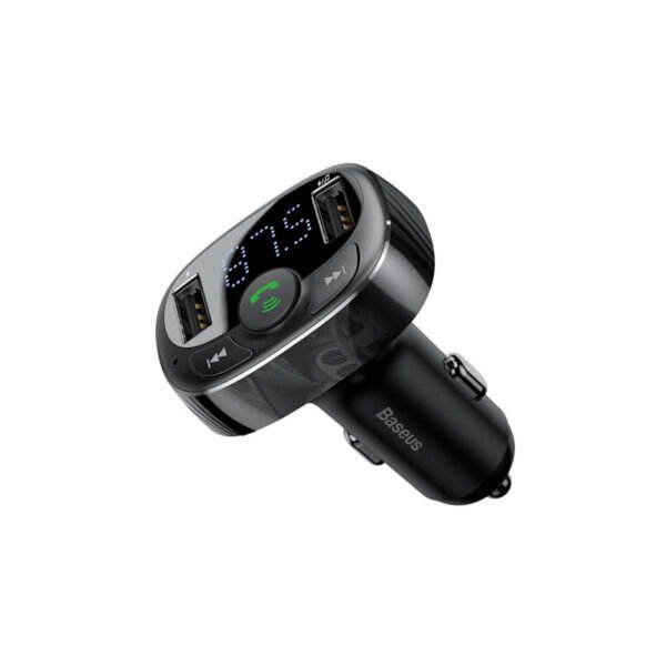 Baseus FM siųstuvas T formos, Bluetooth, 2xUSB, microSD (juodas) - Image 3