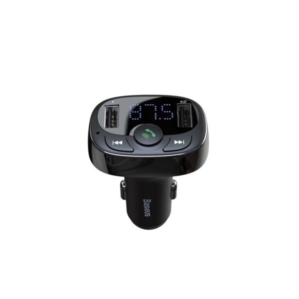 Baseus FM siųstuvas T formos, Bluetooth, 2xUSB, microSD (juodas) - Image 5