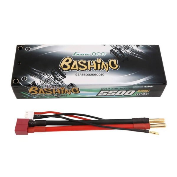 Baterija LiPo Gens ace 5500 mAh 2S 7,4 V 60C HardCase RC 10# automobiliui su T jungtimi - Image 2