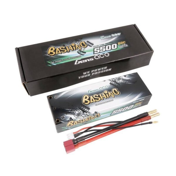 Baterija LiPo Gens ace 5500 mAh 2S 7,4 V 60C HardCase RC 10# automobiliui su T jungtimi - Image 3