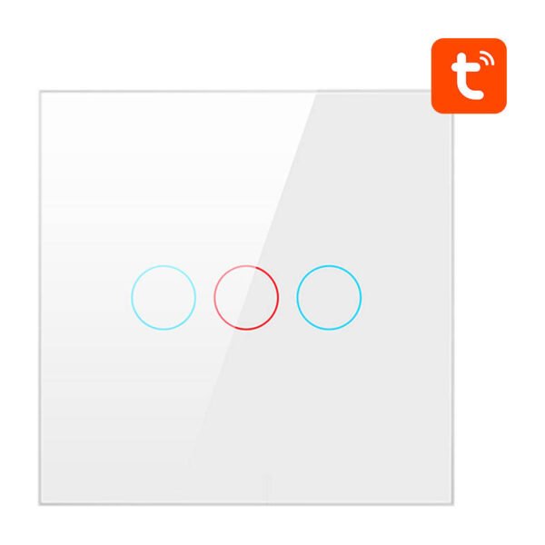 Išmanusis šviesos jungiklis ZigBee Avatto ZTS02-EU-W3 3 kanalų TUYA (baltas) - Image 2