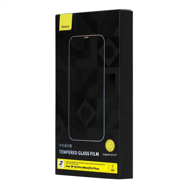 Apsauginis stiklas Baseus Corning, skirtas iPhone 13 Pro Max/14 Plus su įmontuotu dulkių filtru - Image 8