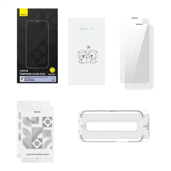 Apsauginis stiklas Baseus Corning, skirtas iPhone 14 Pro su įmontuotu dulkių filtru - Image 7