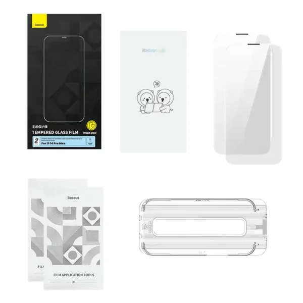 Grūdintas stiklas Baseus Corning, skirtas iPhone 14 Pro su įmontuotu dulkių filtru - Image 7