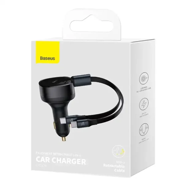 Automobilinis įkroviklis Baseus Enjoyment su USB-C kabeliu, 33 W (juodas) - Image 8