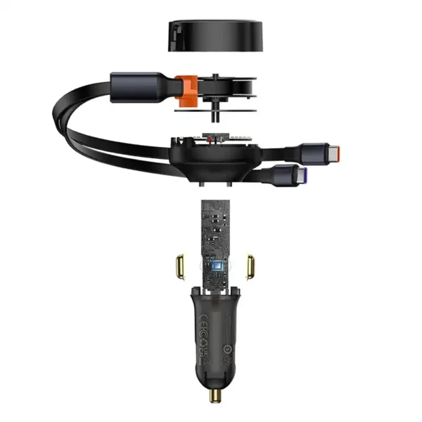 Automobilinis įkroviklis Baseus Enjoyment su USB-C kabeliu, 33 W (juodas) - Image 3