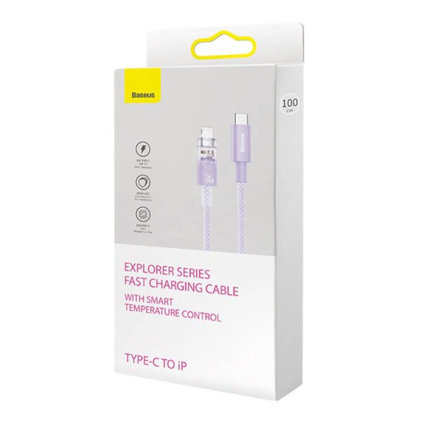 Greitojo įkrovimo laidas Baseus USB-C į Lightning Explorer serijos 1 m, 20 W (violetinis) - Image 9