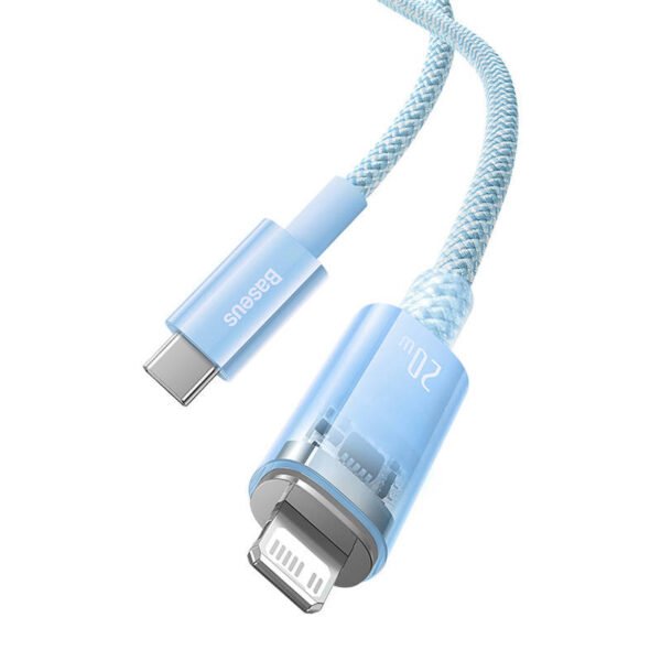 Greitojo įkrovimo laidas Baseus USB-C į Lightning Explorer Series 2 m, 20 W (mėlynas) - Image 7