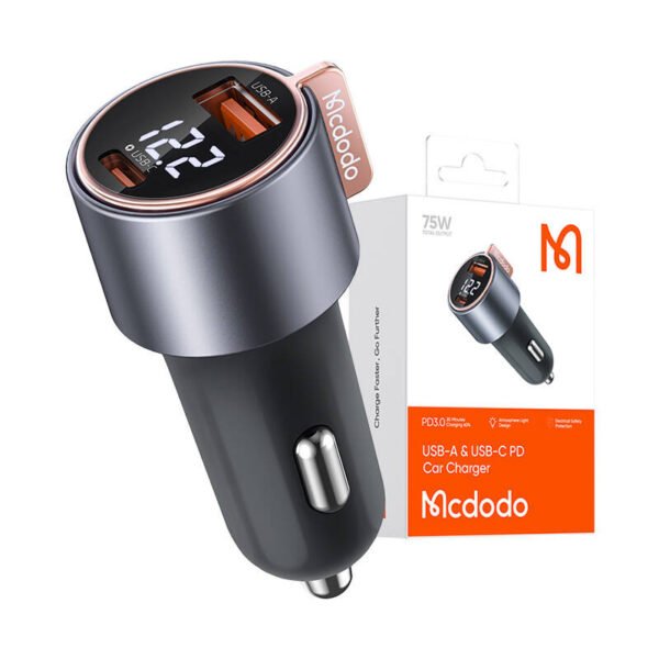 Mcodo CC-5670 75W skaitmeninis ekranas PD 1*USB-A 1*USB-C automobilinis įkroviklis - Image 5