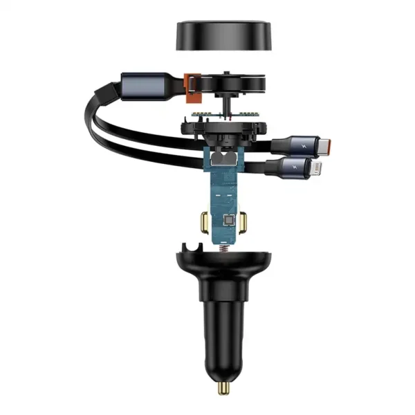 Automobilinis įkroviklis Baseus Enjoyment USB su USB-C kabeliu ir Lightning 60W (juodas) - Image 7
