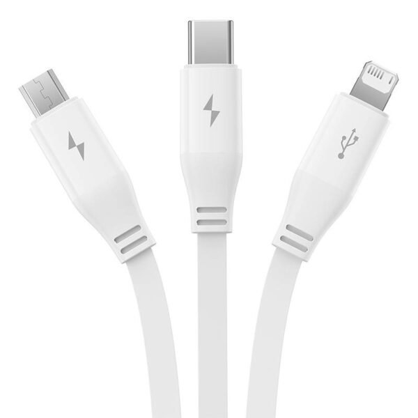 Įkrovimo kabelis 3w1 Baseus USB į USB-C, USB-M, Lightning 3,5A, 1,1 m (baltas) - Image 7