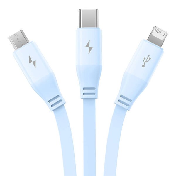 Įkrovimo kabelis 3w1 Baseus USB į USB-C, USB-M, Lightning 3,5A, 1,1 m (mėlynas) - Image 7