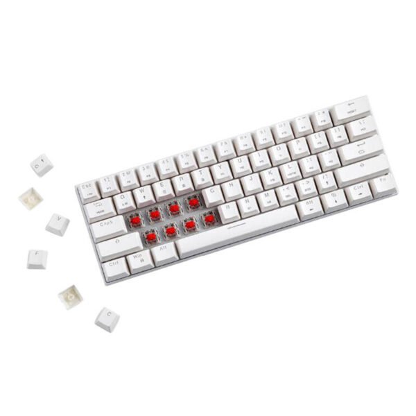 Belaidė mechaninė klaviatūra Motospeed SK62 Balta (mėlynas switch) - Image 6