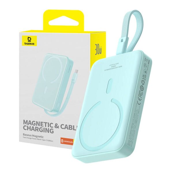 Išorinė baterija Baseus Magnetic Mini 10000 mAh, USB-C 30W MagSafe (mėlyna) - Image 9