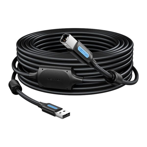 USB 2.0 A į USB-B kabelis su ferito ypač šerdimi Vention COQBL 2A 10m (Juodas PVC) - Image 2