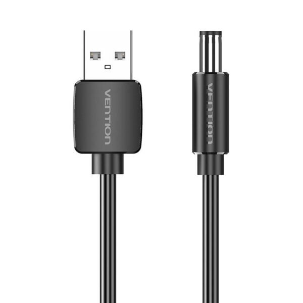 Galingumo kabelis USB 2.0 į DC 5.5mm barrel jungtį 5V Vention CEYBF 1m (juodas) - Image 2