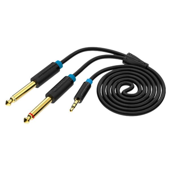 Garso kabelis 3,5 mm TRS į 2x 6,35 mm Vention BACBG 1,5 m (juodas) - Image 2